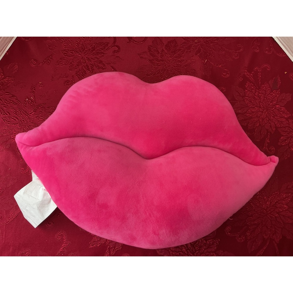 Hot Pink Lips Plush Decorative Pillow 18 Inch Novelty Accent Cushion Holdings